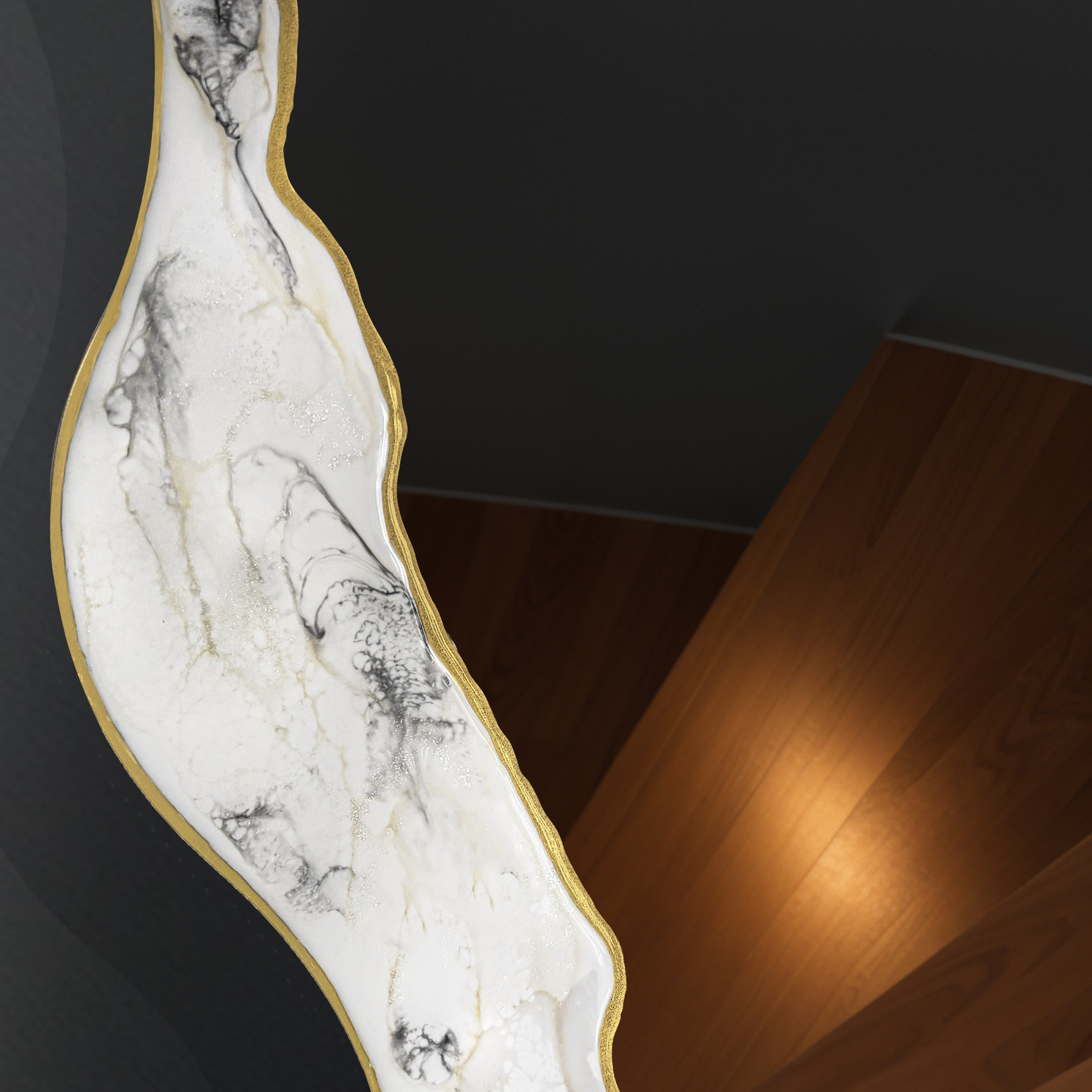 Kintsugi Flow – Irregular Gold Asymmetrical Wall Mirror