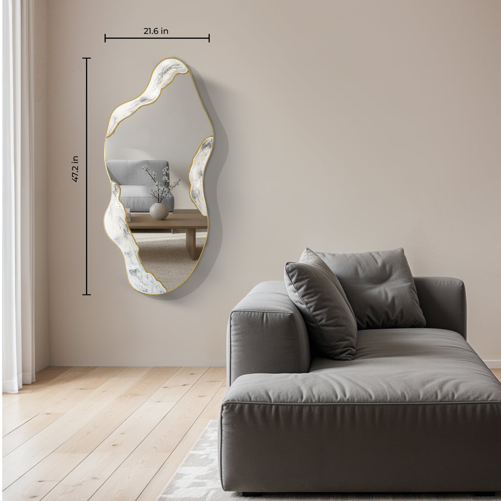 Kintsugi Flow – Irregular Gold Asymmetrical Wall Mirror