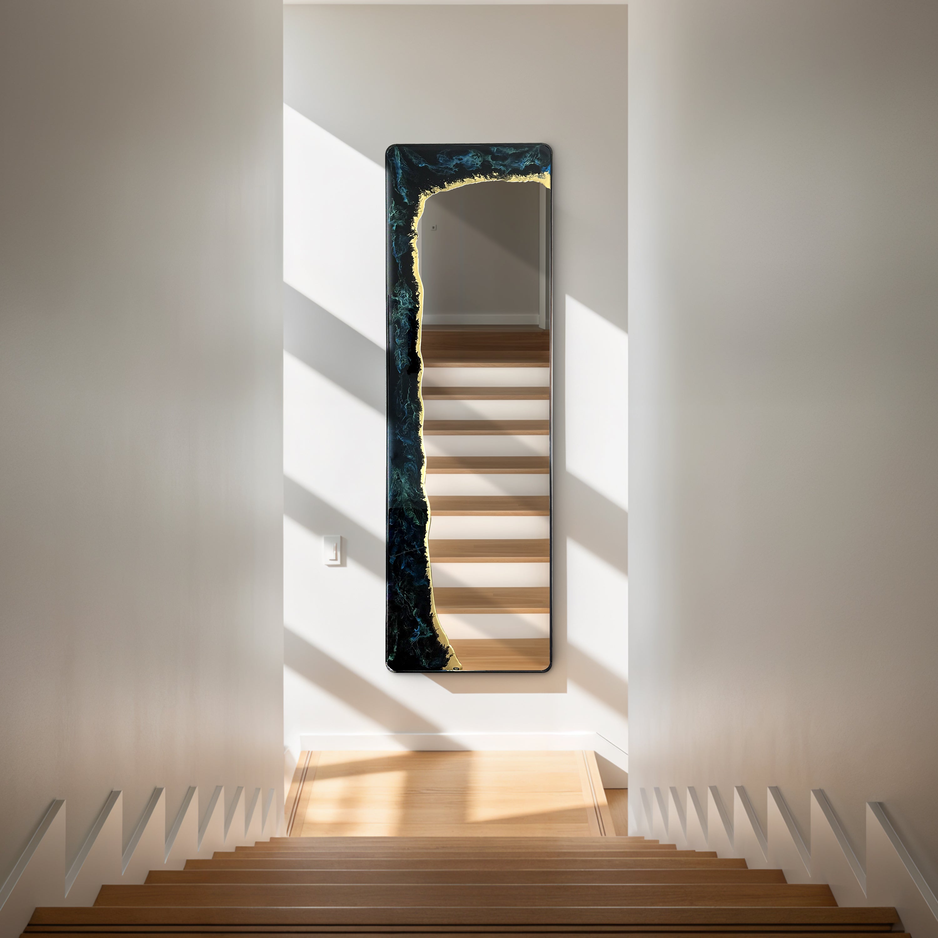 Eclipse Tide – Deep Blue Gold Full-Length Wall Décor Mirror