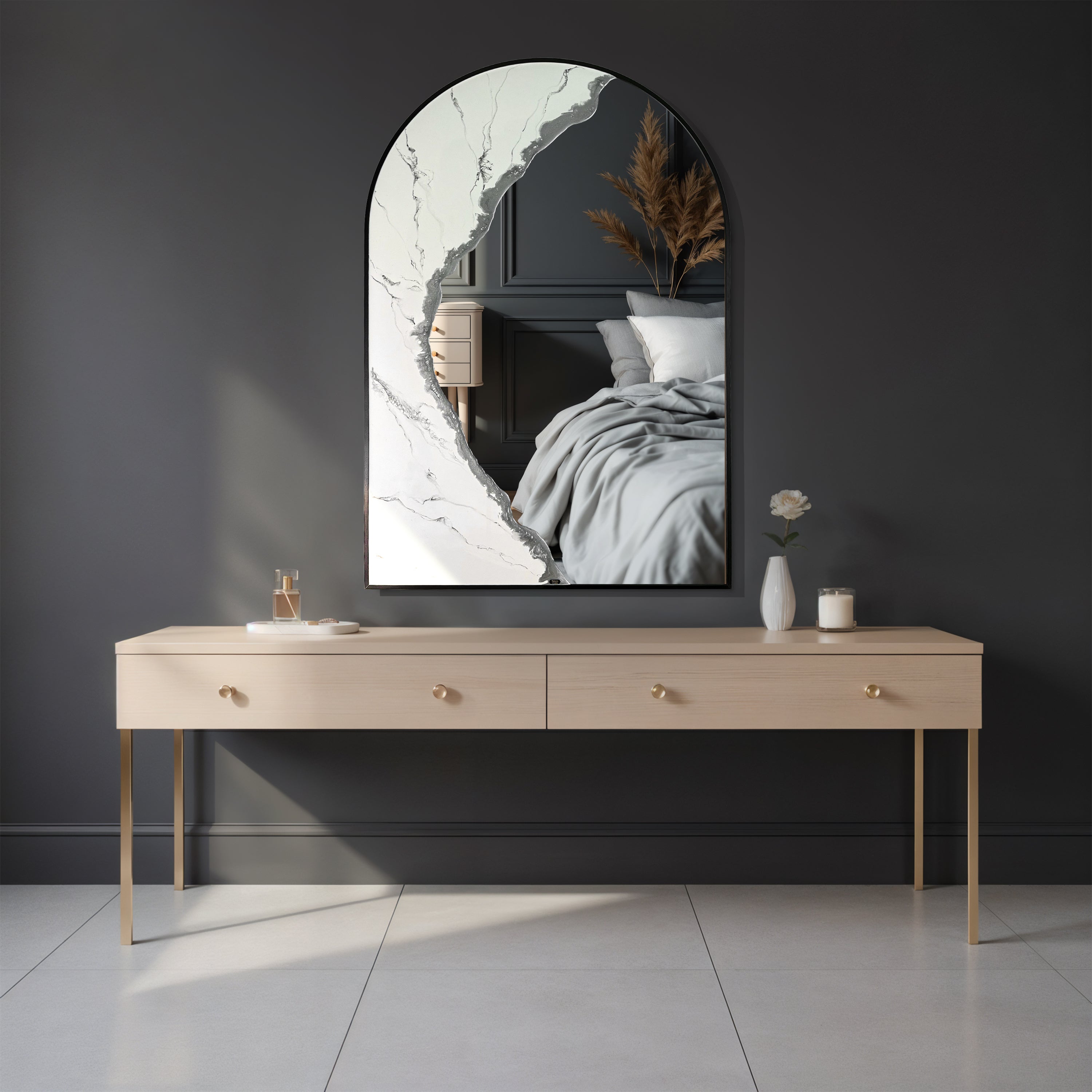 Auric Arch – Marble Gold Wall Décor Mirror